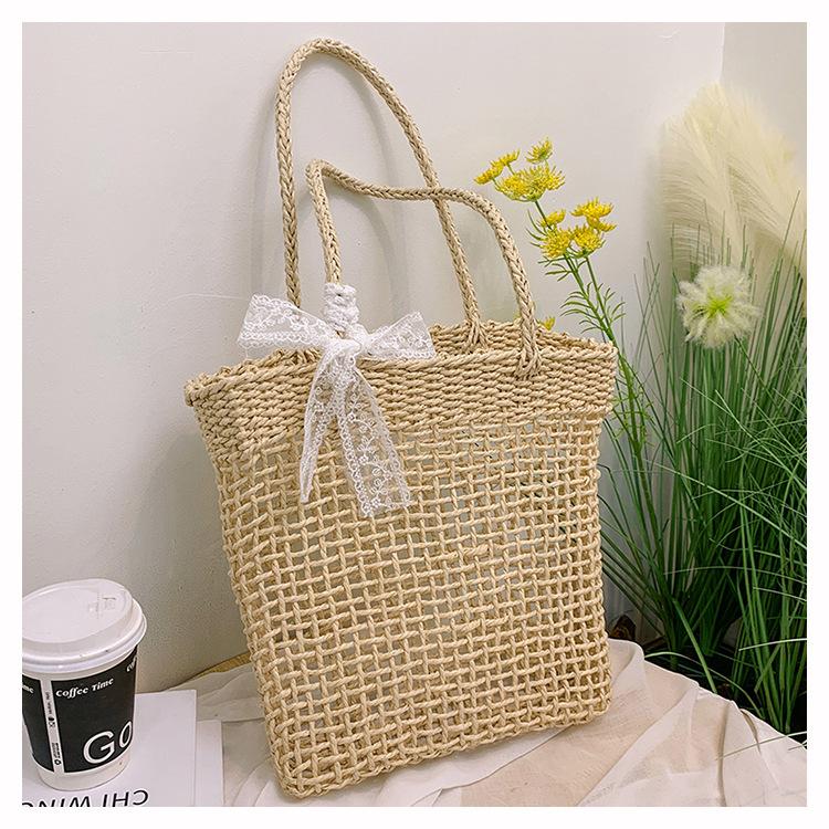 

Large capacity woven straw bag women s summer versatile new fashion shoulder bag vacation beach bag off білий колір