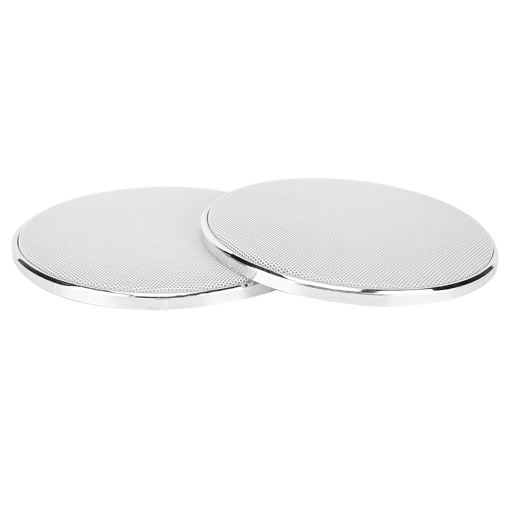 5in Plastic Frame White Mesh Car Audio Speaker Grill Guard Protector Cover(2pcs)