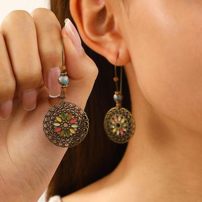 Retro Vintage Oil Drop Hollow Σκουλαρίκια Bohemian Ethnic Style Σκουλαρίκια για γυναίκες