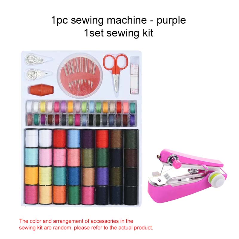 

Sewing Kit Mini Sewing Machine Sewing Thread Portable Outdoor Travel Clothes Fabrics DIY Stitchin Sew Tools Household TMZ фіолетовий