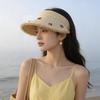 Dopamine Cherry Strawberry Sun Hat Beige Khaki Headband-style Open-crown Straw Hat Breathable Sunscreen Sunshade Cap Vacation