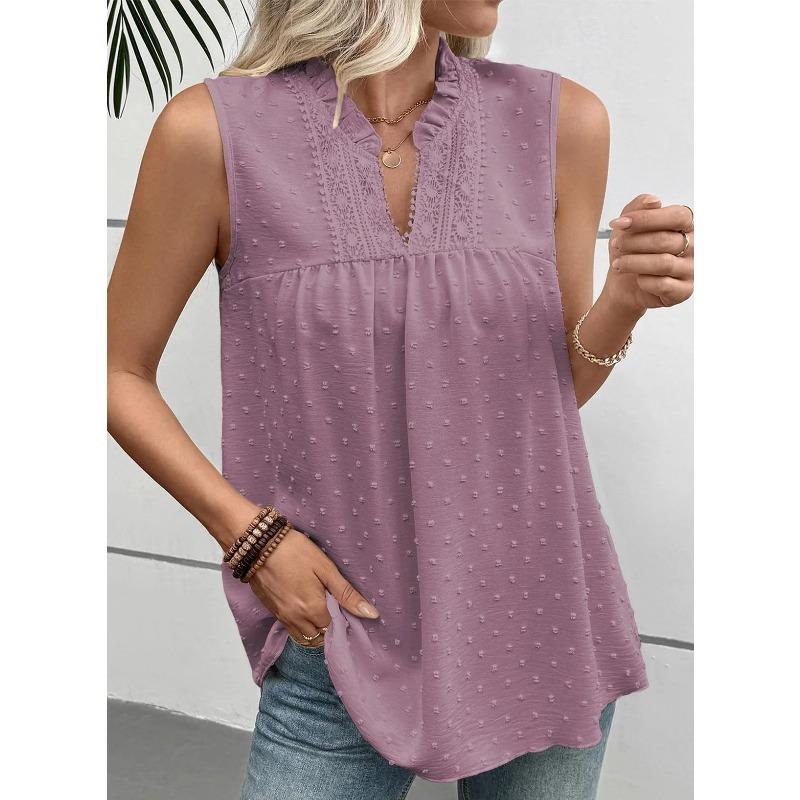 JPNTKY Women's Fashion Casual Sleeveless V-Neck Blouses & Shirts