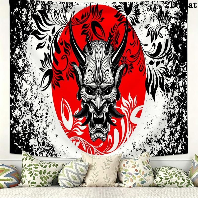Samurai Wall Tapestry Aesthetic Wall Hanging Printed Fabric Blanket Decorative Tapestries for Bedroom Living Room Home Decor