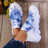 Letters Floral Print Platform Sneakers for Women Knitting Casual Sports Shoes Woman Non Slip Breathable Running Shoes