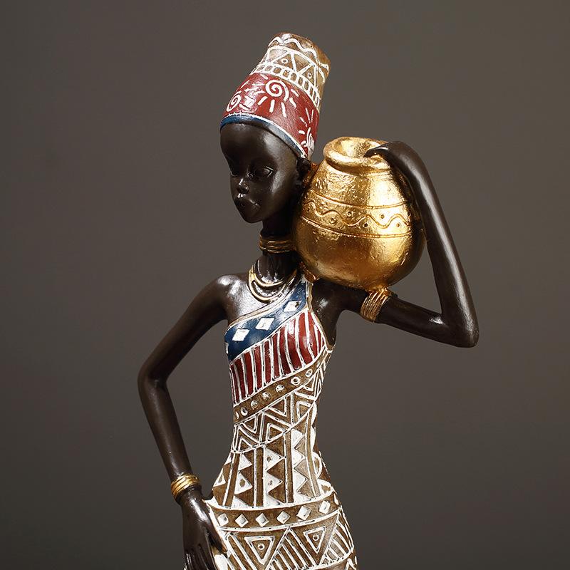 Retro Africká řemesla Exotické Ozdoby Socha Černé Ženy Domácí Vstup Obývací Pokoj Měkká Dekorace