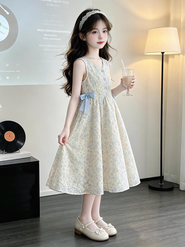 2026 New Floral Summer Dress for Older Girls - High-End Princess Style