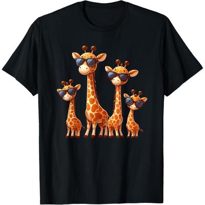 Giraffe Family Sunglasses Safari Zoo Lover Cartoon Giraffes T-Shirt