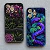Snake Flower Snake Painting Phone Case for iPhone 11 12 13 Mini Pro Max 16 15 14 Pro Max XS X XR 15 8 7 Plus SE Shockproof Cover