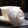 140ml Chinese Ceramic Gaiwan Teacup Handmade Three-dimensional Relief Dragon Tea Tureen White Porcelain Tea Bowl Teaware