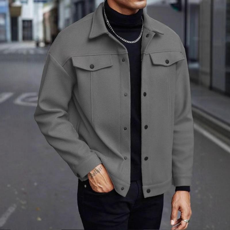 

2026 Autumn and Winter New Fashion Solid Color Casual Jacket Button Men s Jacket XXL