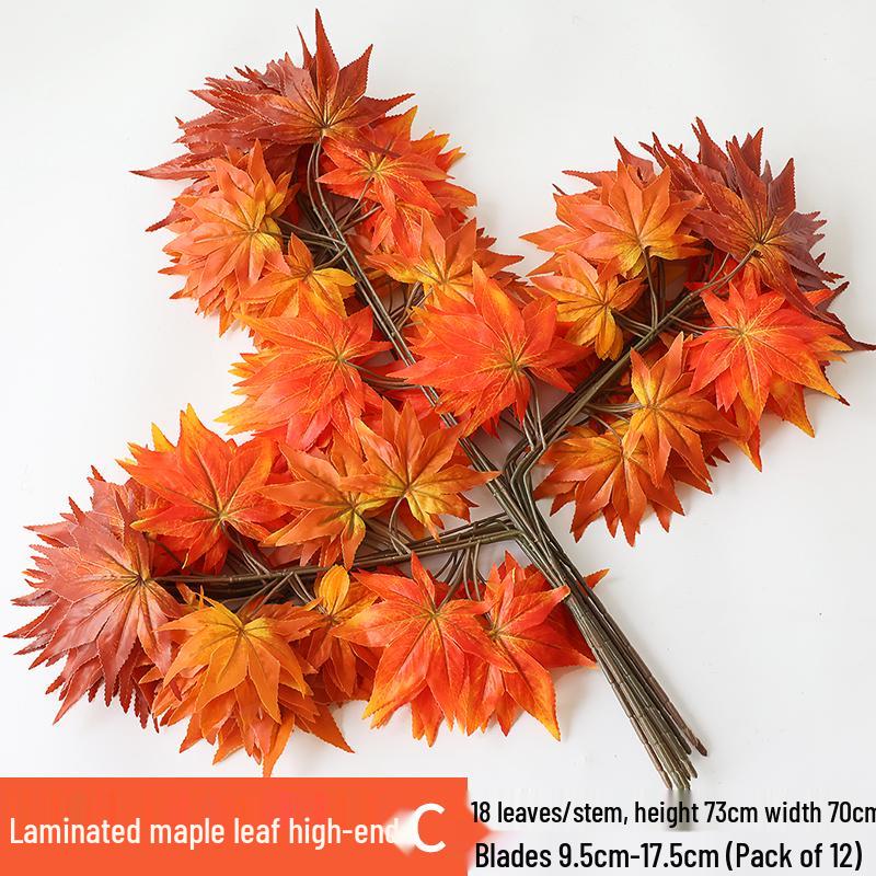 Artificial Red Maple Leaves for Indoor/Outdoor Decor and Landscaping