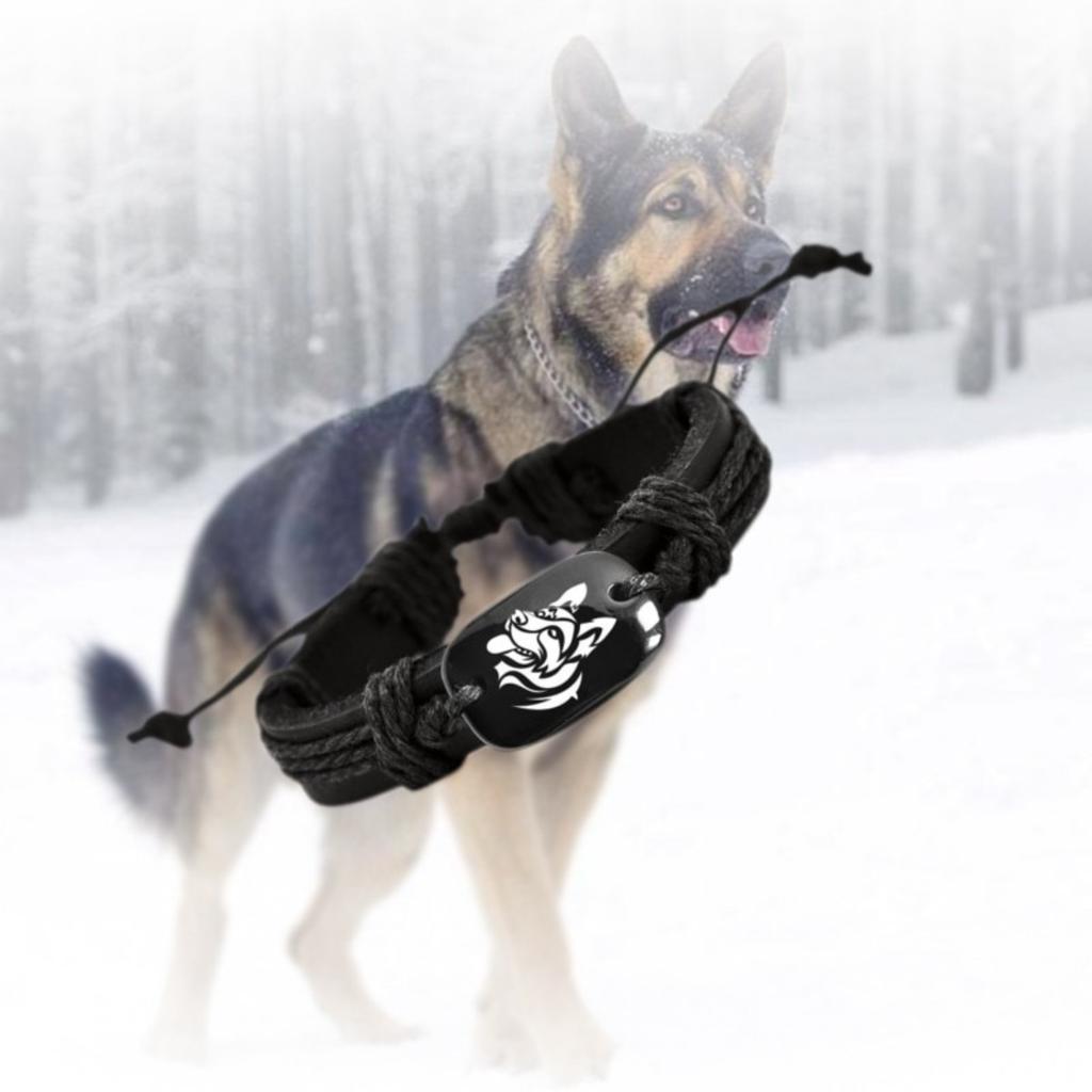 New Arrival GERMAN SHEPHERD Vintage Braided Woven Rope Leather Unisex Bracelet Dog Logo Fashion Jewelry for Women Men