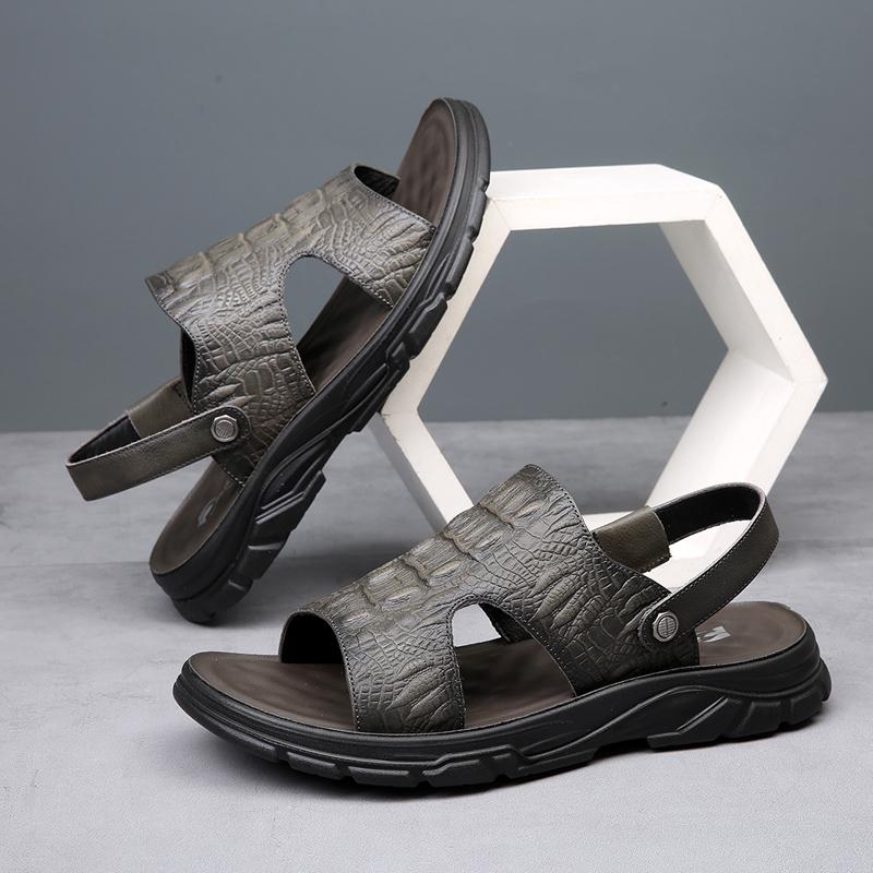 Fashion Summer Comfortable Soft Bottom Lightweight Fashion Men Breathable Non Slip High Quality Top Layer Cowhide Beach Outdoor Sandals