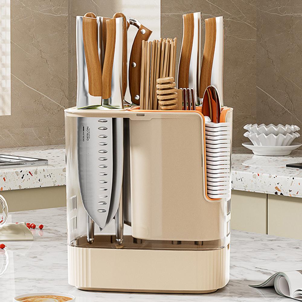 

Rotating Knife Block Utensil Holder Countertop Organizer for Knives Chopsticks Spoons Kitchen Storage Rack C