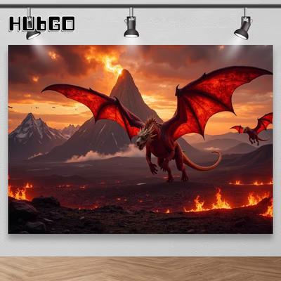2D Medieval Fantasy Dragon Photography Background for Game Night or Themed Party