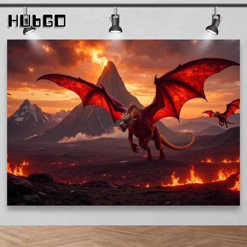 2D Medieval Fantasy Dragon Photography Background for Game Night or Themed Party 47.2x31.5inch/120*80cm