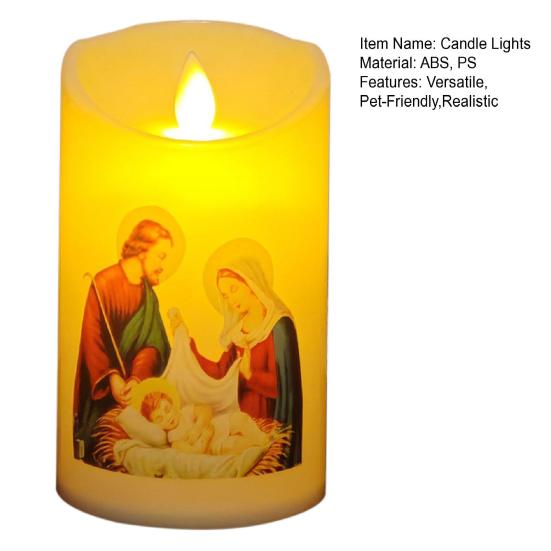 Yousheng LED Christmas Candle Lights Flameless Flickering Prayer Lamp Religious Figure Design Lights for Home Altar Church Decor