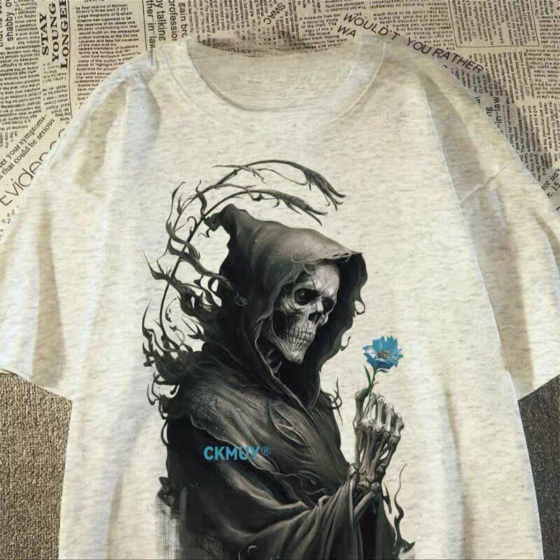 Gothic Reaper Hip Hop Y2k Art Retro Style Casual T-Shirt Men's and Women's Luxury Brand