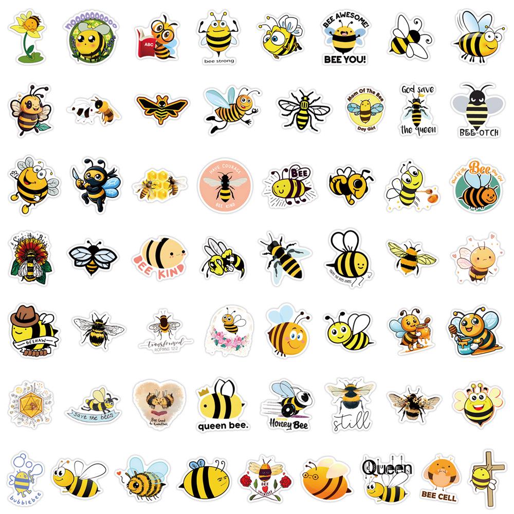 

55 Cute Bee Stickers: Graffiti, DIY Decor, Waterproof, Perfect for Phones & Water Bottles. Ideal for Kindergarten Rewards.