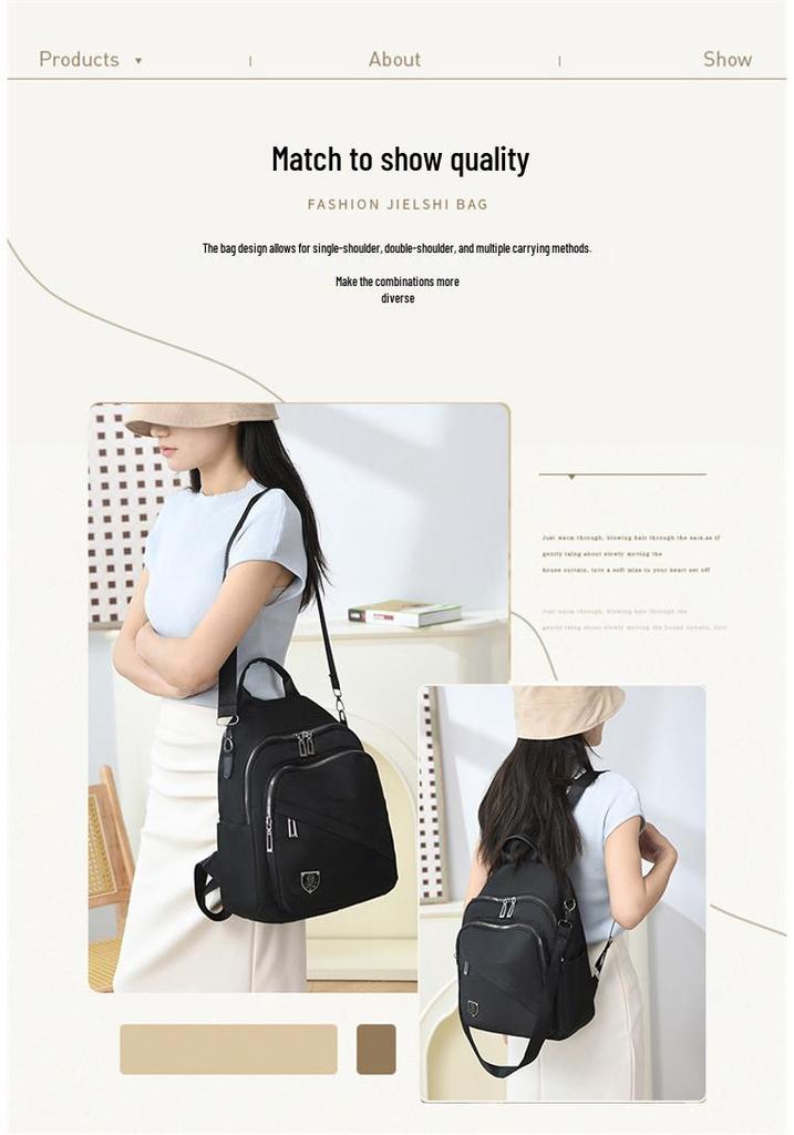 Women's Casual Black Backpack - New Style, Large Capacity, Double Shoulder School Bag