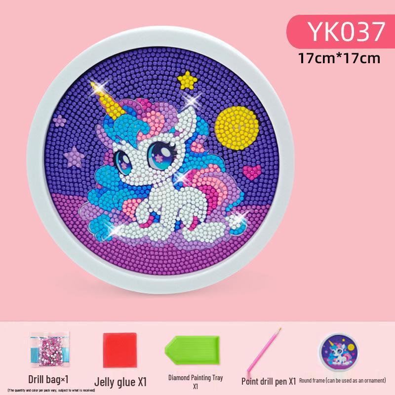 Xiaohongshu Unicorn Round Frame DIY Diamond Painting Stickers for Kids
