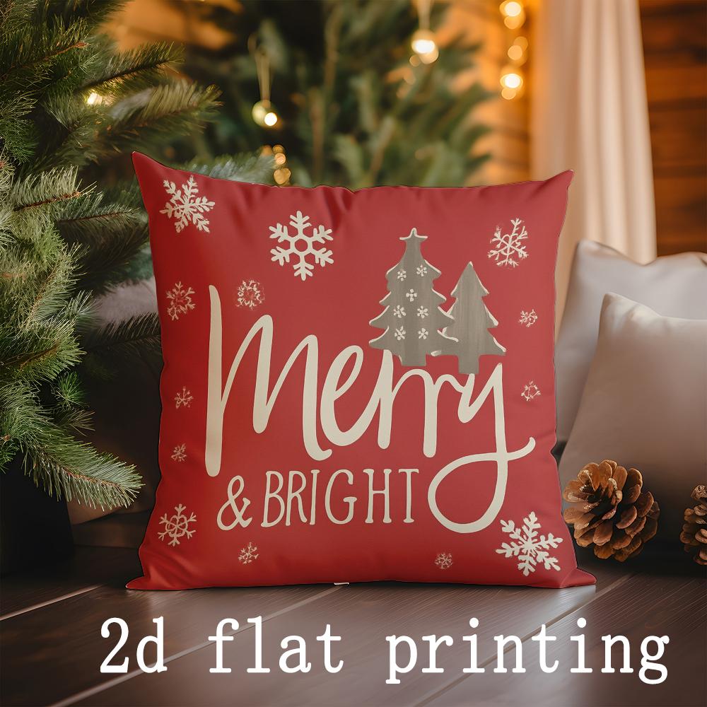 

Домашний декор Рождественские наволочки с узором Merry & Snowy Чехол для подушки Подходит для дивана, спальни, автомобиля Наволочка 16x16Inch
