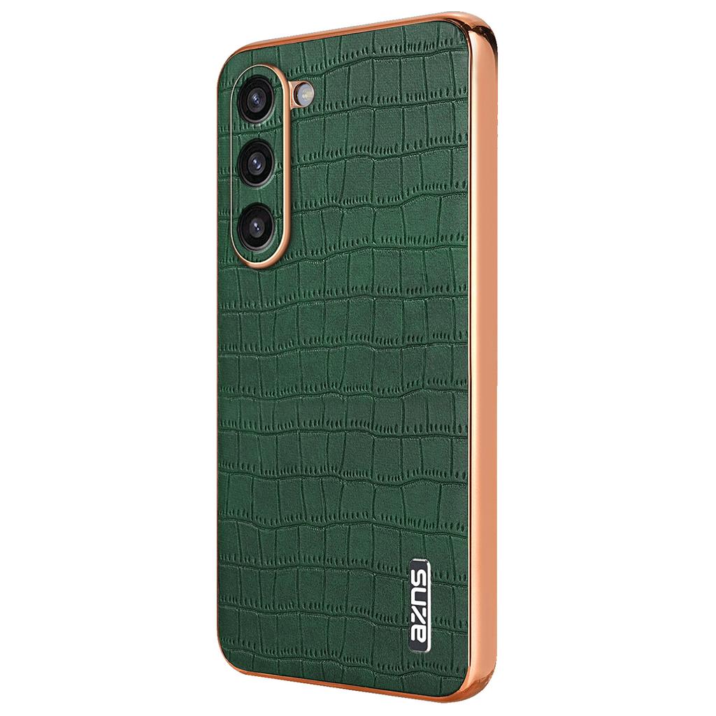For Samsung Galaxy S23 Case Crocodile Texture PU+TPU Electroplating Phone Cover