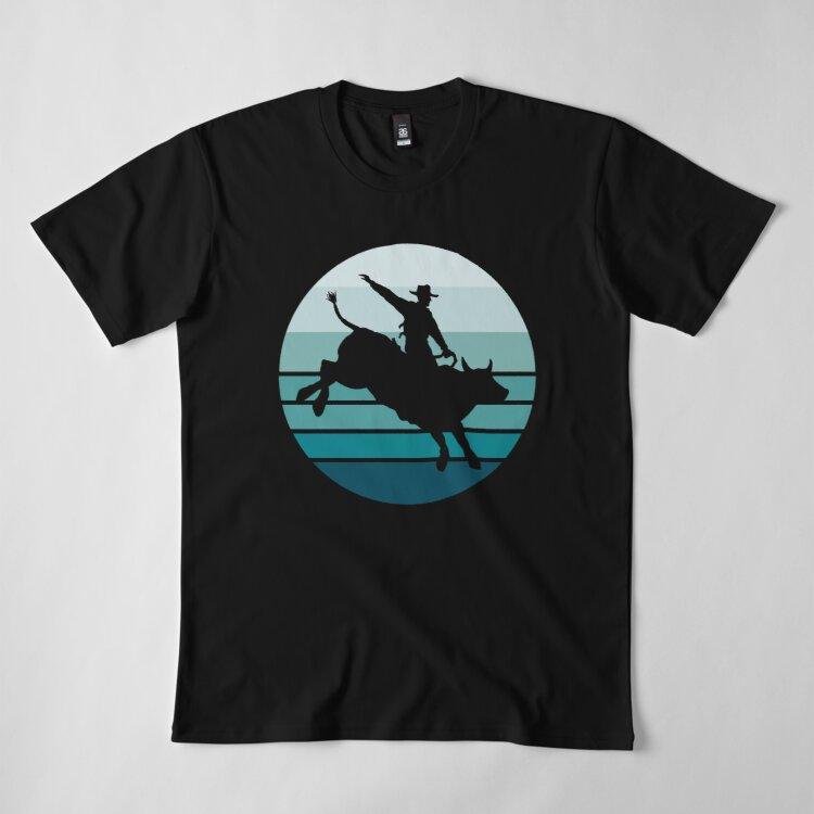 Buy Men Premium Cotton Harajuku T-Shirt Bull Rider Bull Riding Retro ...