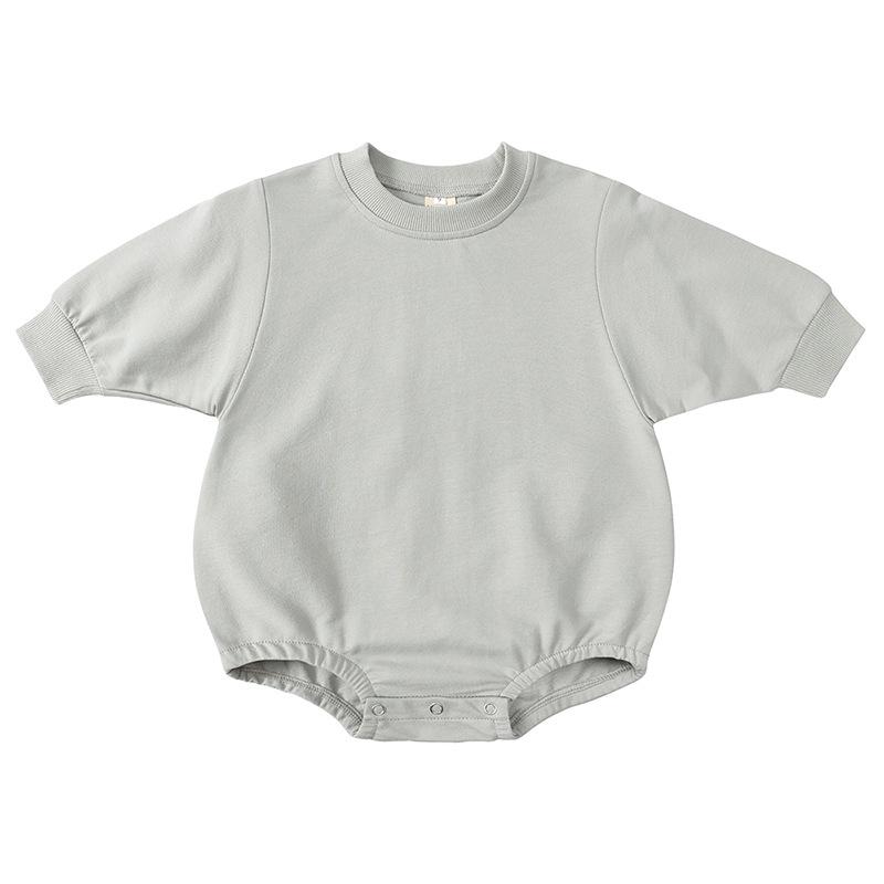 Korean Style Baby Cotton Long Sleeve Romper - Solid Color Bodysuit for Newborns
