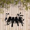 Vintage Iron Bird Branch Wall Art, 5 Birds & Berries Black Silhouette for Home Garden Balcony Decor