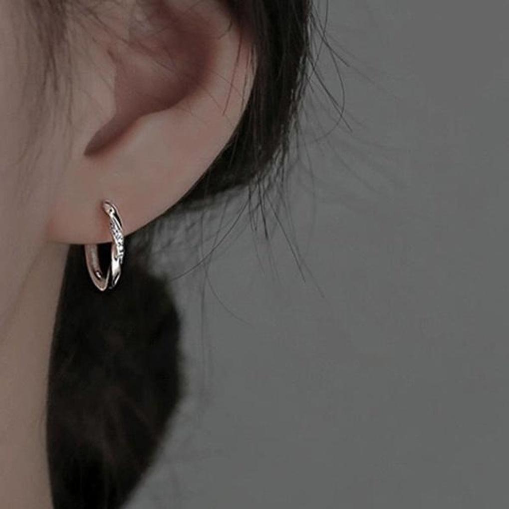 Women's Niu Ring One-Touch Silver Daily Earrings