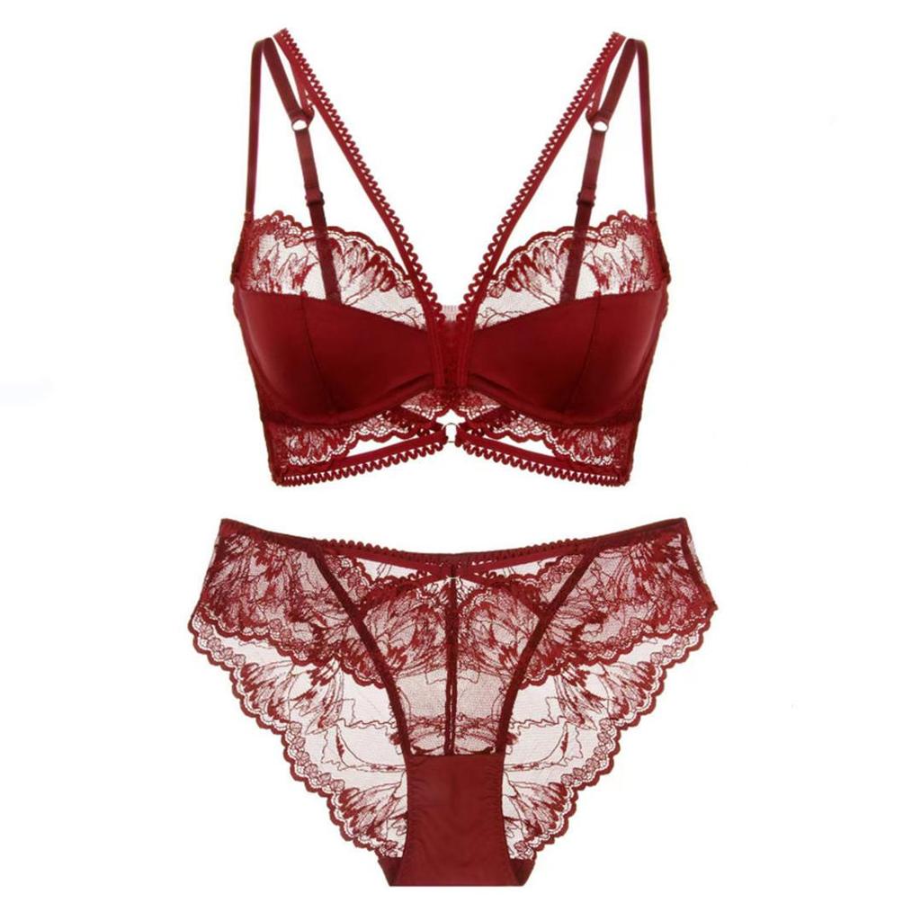 Ultra-Thin Red Lace Zodiac Bra Set for Women - Perfect Fit for All Sizes