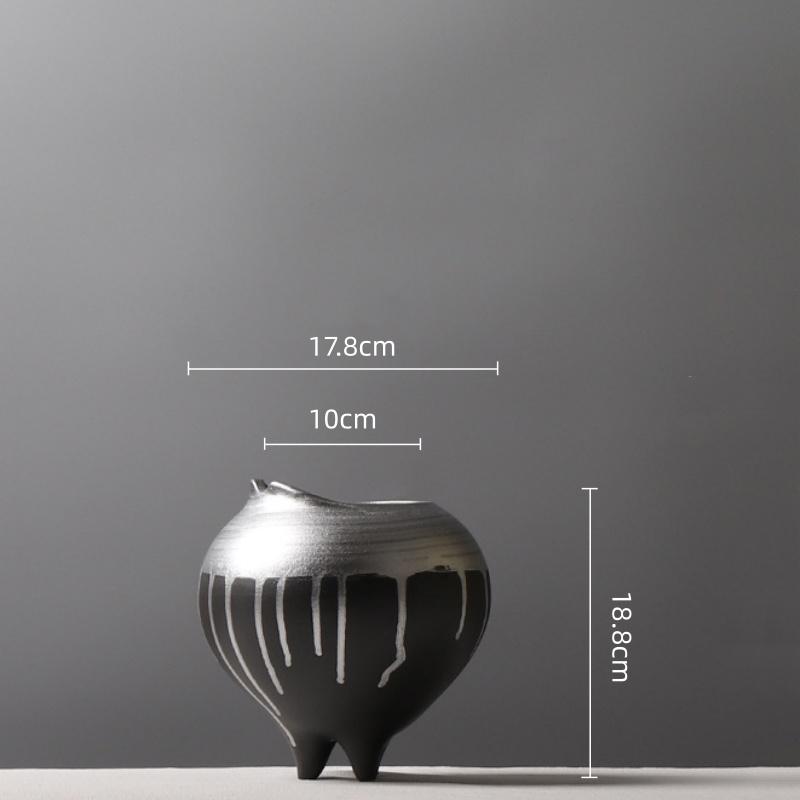 Silverfärgblockerad Keramisk Vas Blomvas Kruka Keramiska Hantverk Blomsterarrangemang Tillbehör Heminredning