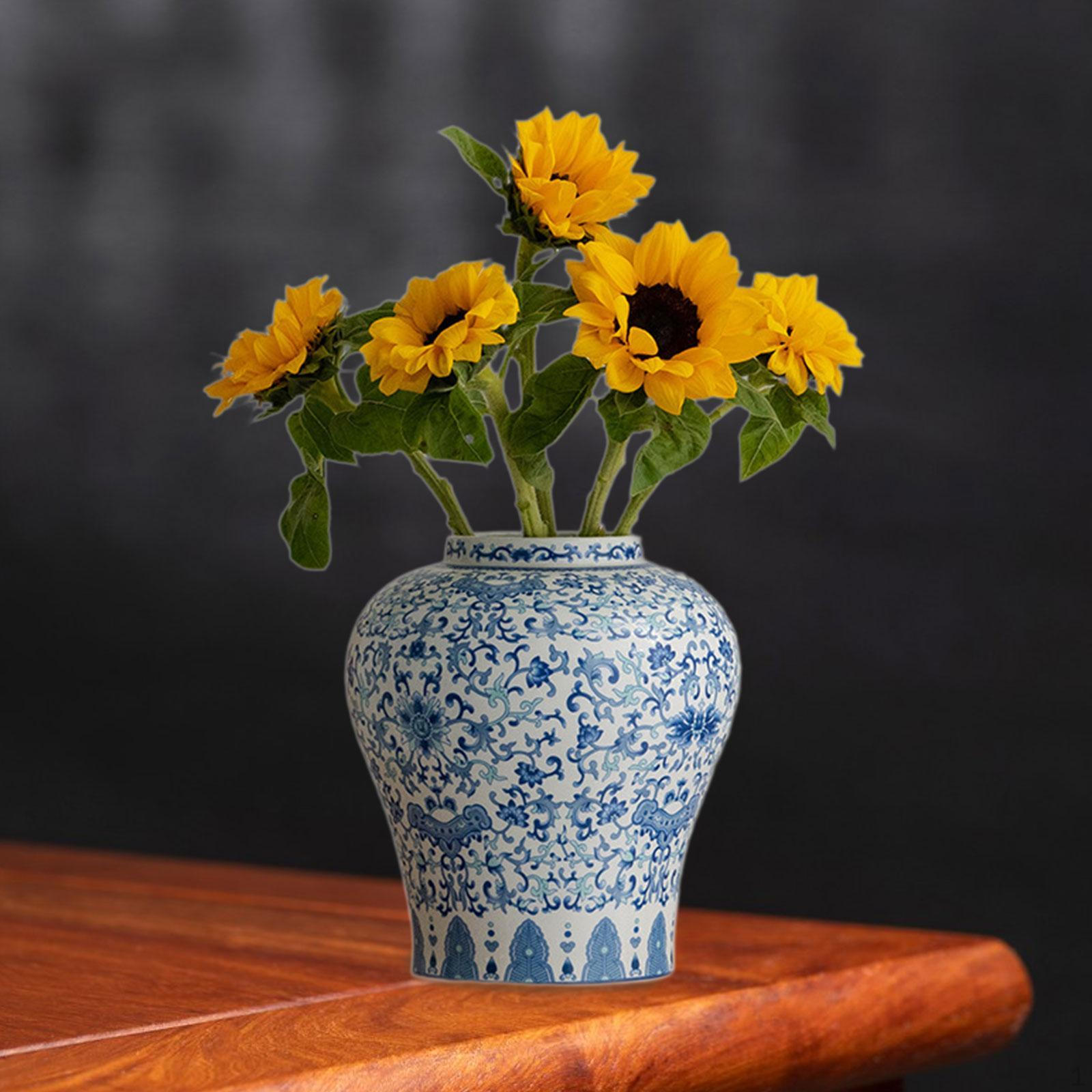 

Керамическая ваза для цветов, сине-белая фарфоровая композиция, цветочный горшок для рабочего стола, дома светло-синий