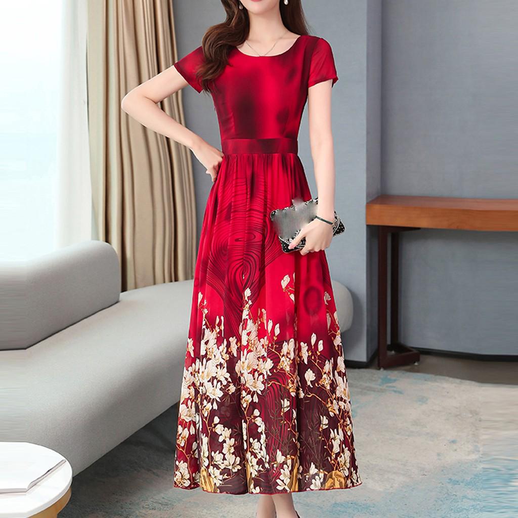 

Женская мода Летняя леди Элегантное платье с коротким рукавом в стиле ретро с принтом M красный