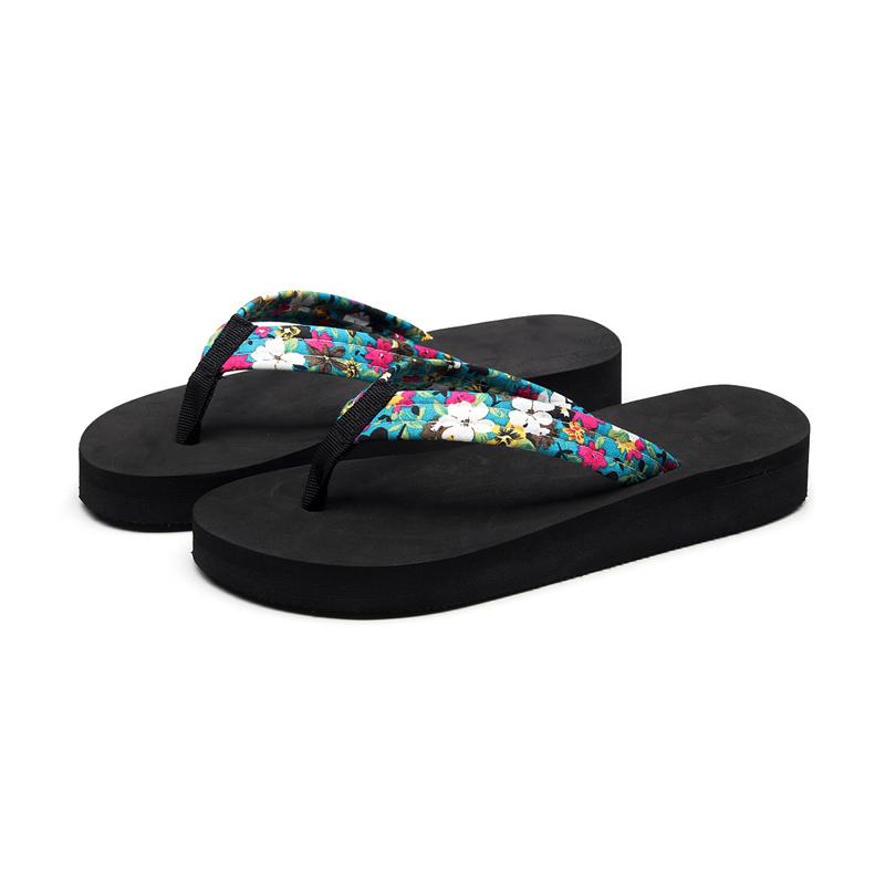 Women Floral Flip Flops Beach Slippers Fashion Thick Bottom Flip Flops Sandales Summer Casual Outdoor Beach Slippers Chaussure