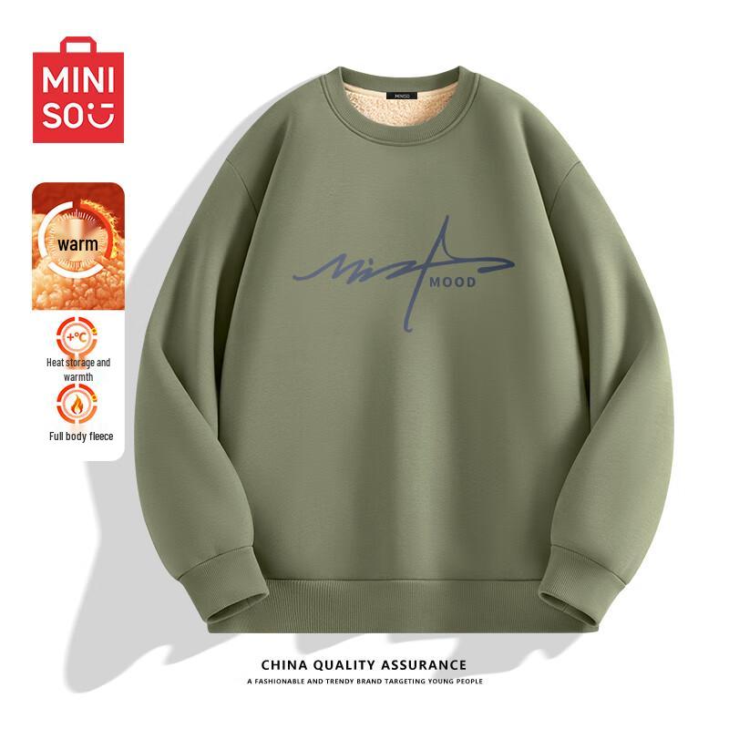 

Мужской свитшот MINISO с принтом букв, круглым вырезом и подкладкой из шерпы 3XL
