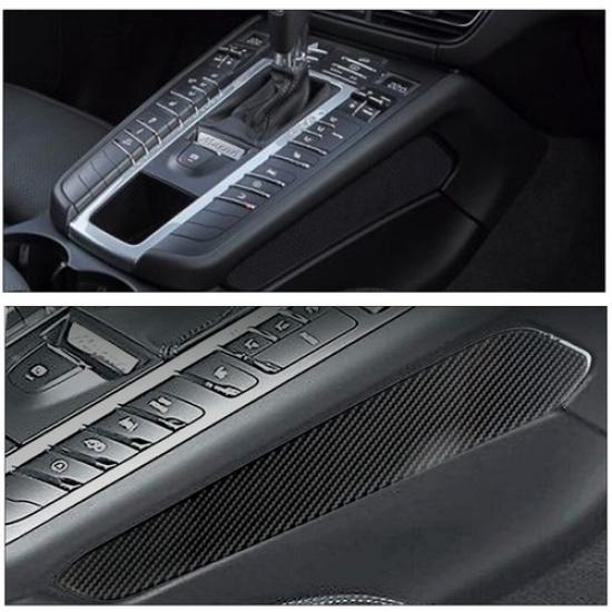 2Pcs Carbon Fiber Gear Shift Side Panel Cover Trim For Porsche Macan 2014-