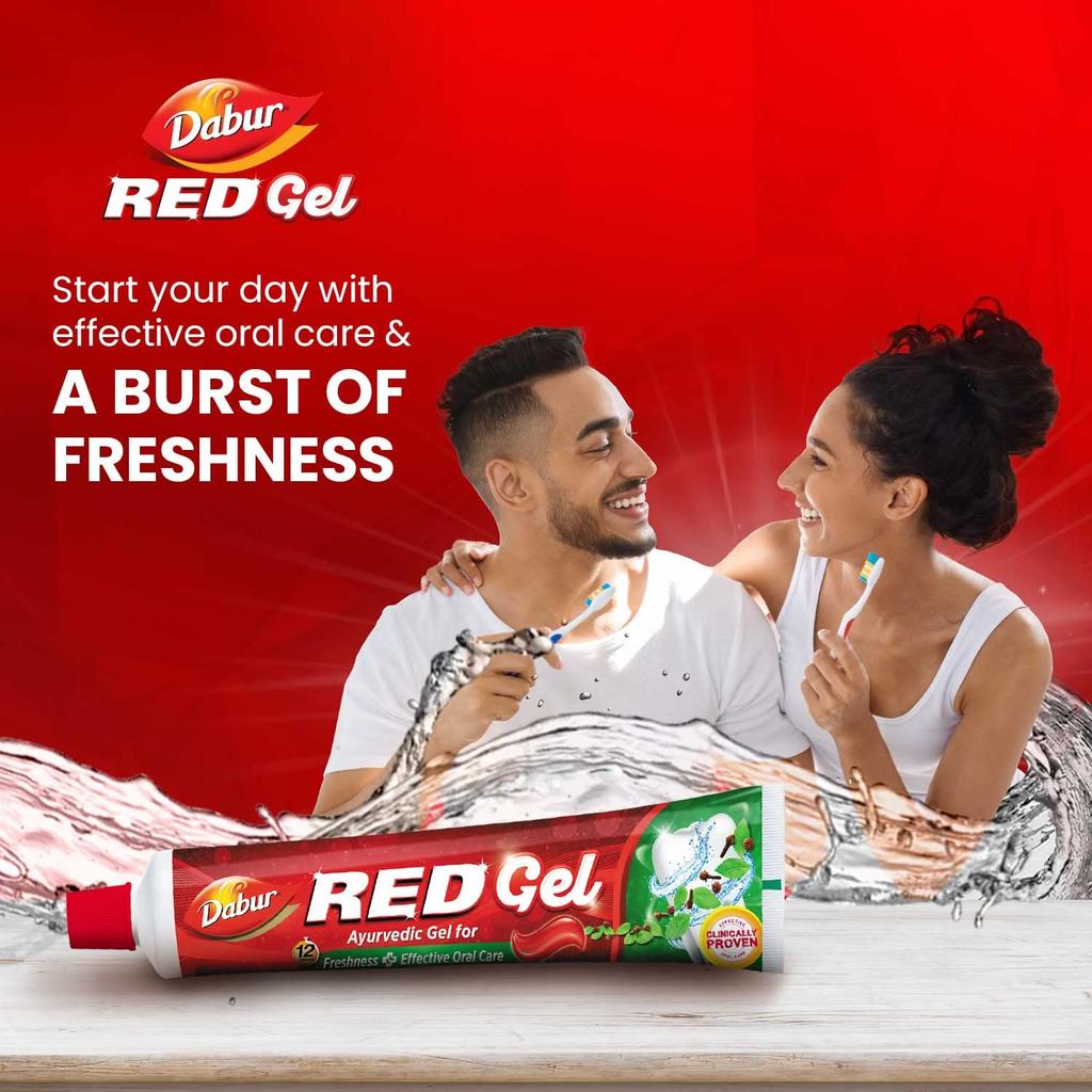 Dabur Red Gel Ayurvedic Toothpaste 600g Pack of 4 | Fresh Breath, Plaque & Gingivitis Protection | Natural Oral Care For Healthy Gums