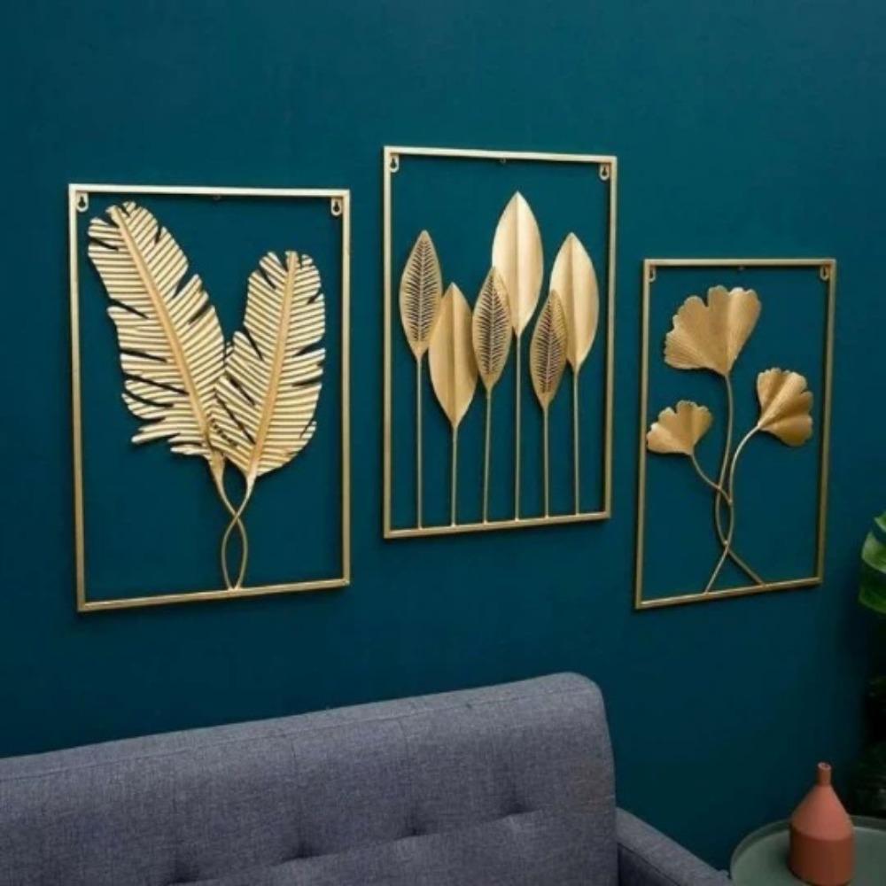 Leaf Shape Wall Hanging Decor Gold Metal Pendants New Wall Decoration  Living Room
