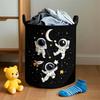 1pc Space-Themed Hanging Storage Basket with Astronaut And Star Pattern - Round Organizer for Dirty Clothes, Blankets, And More - Durable Design (Matc