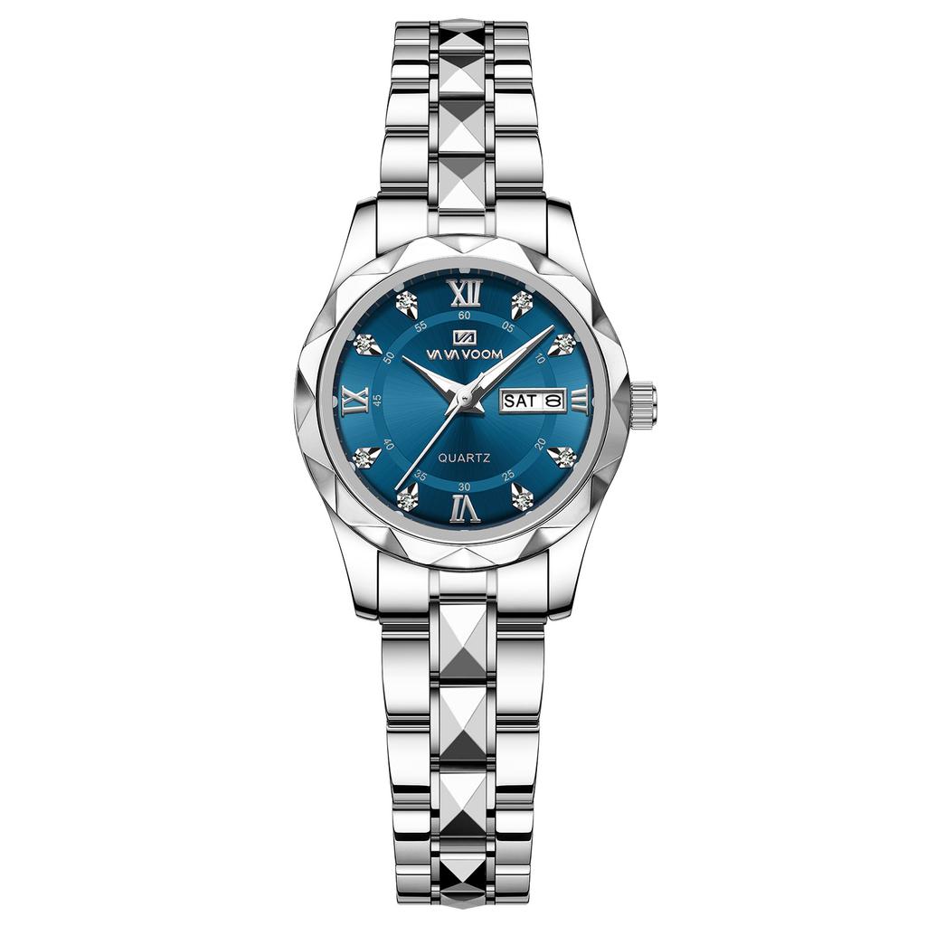 VA VA VOOM Quartz Watch Men Top Brand High Quality Stainless Steel 30M Waterproof Luminous Date Week Sports Business Wristwatches Women Quartz Watch
