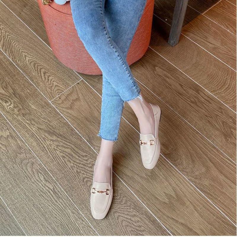 Μοκασίνια Γυναικεία Παπούτσια Μονό Πραγματικό Μαλακό Δέρμα Ένα Πέταλο Αντιολισθητικά Φλατ Βρετανικού Στυλ Casual Μαλακή Σόλα Τεμπέλικος Φασόλι