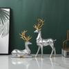 2Pcs Creative Deer Desktop Ornament Modern Sitting/Standing Position Christmas Deer Statue Durable Cute Resin Reindeer Sculpture