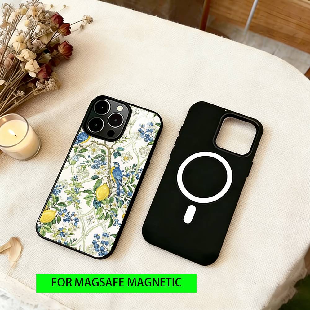 Minimalist Lemon Phone Case For iPhone17,16,15,14,13,12,11 Plus,Pro Magnetic For Magsafe Wireless Charging