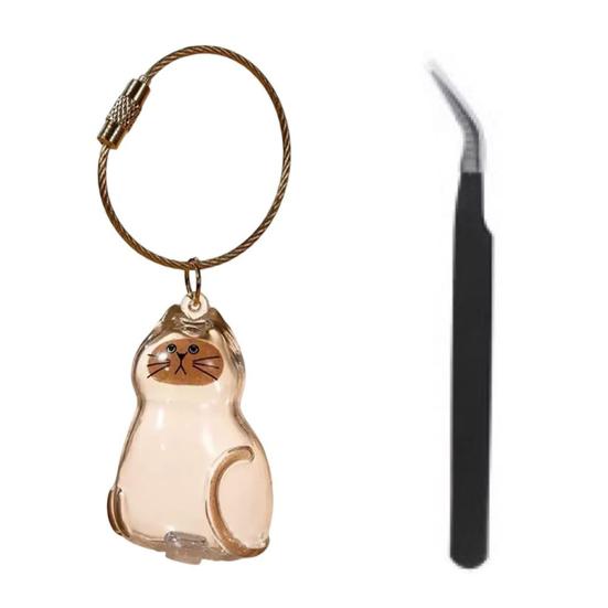 Cat Hair Storage Bottle for Collecting Cat And Dog Hair Transparent Pet Fur Keepsake Keychain with Tweezer Pet Memorial Gift