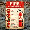 Vintage Fire Extinguisher PAS Metal Tin Sign, Pull Aim Squeeze Sweep Plaque, Retro Garage Wall Decor