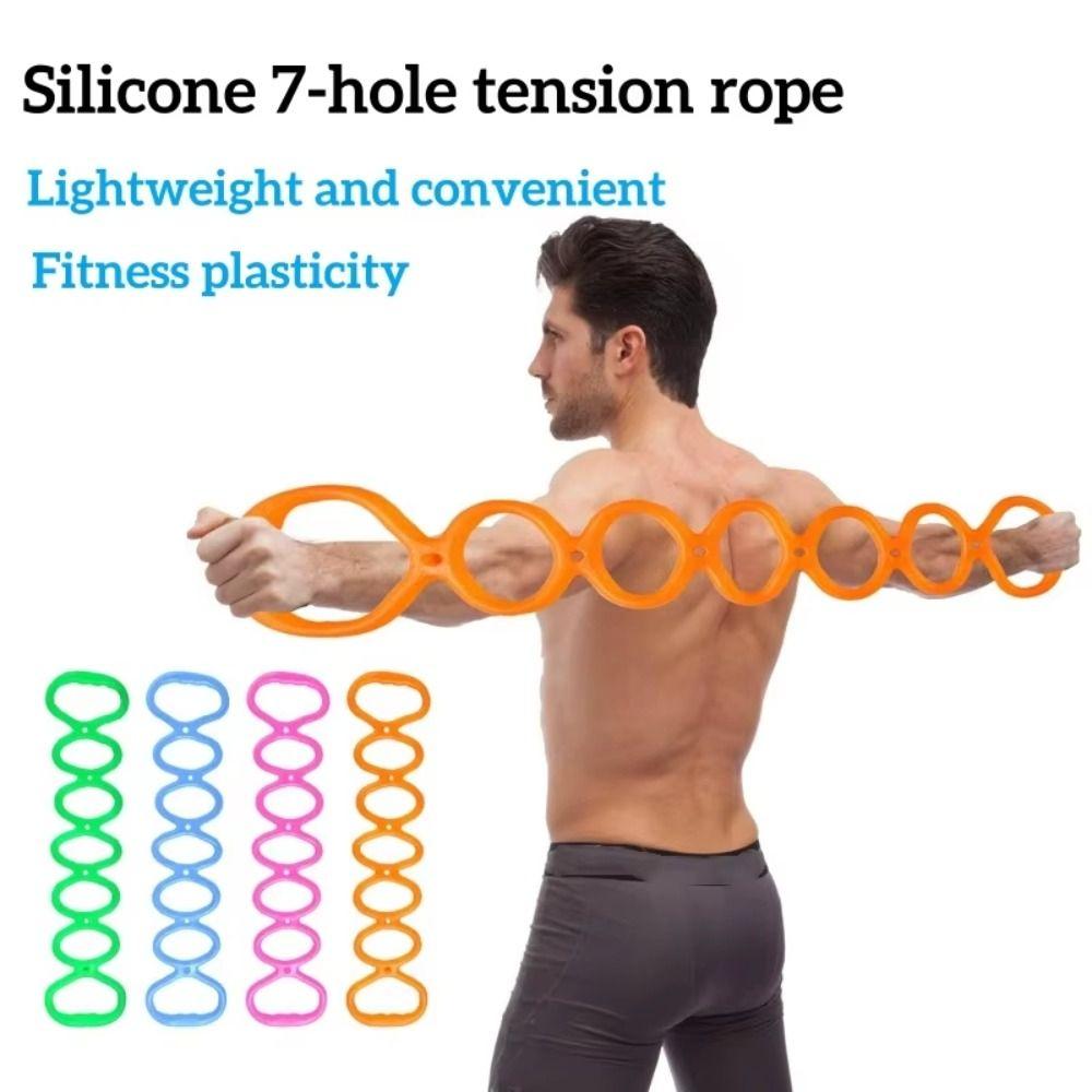 Portable Size Yoga Stretch Band 7 Ring Silicone Elastic Stretcher  Fitness Workout