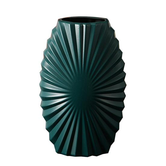 Plastic Ribbed Flower Vase Minimalist Modern Flower Holder Container Home Office Table Centerpiece Decorative Floral Plants Vase