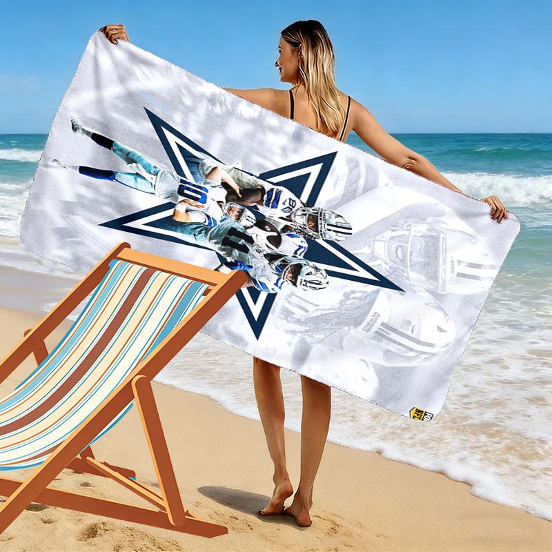 Asciugamano da Spiaggia con Stampa Dallas Cowboys, Asciugamano Grande Morbido ad Asciugatura Rapida per Spiaggia Campeggio Nuoto